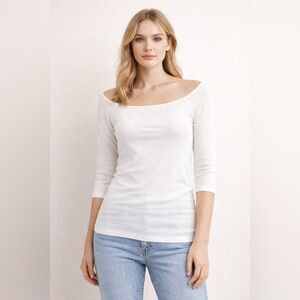 Vero Moda White Ribbed Off-Shoulder Top